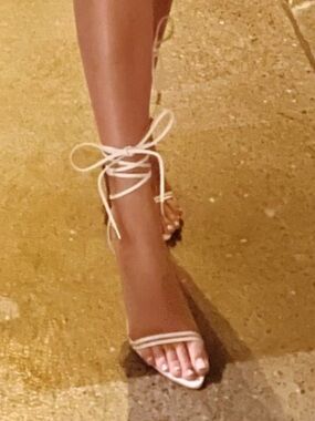 Steve Madden White Lace-Up Strappy Heels